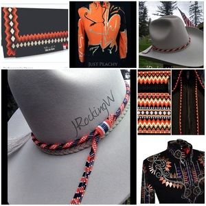 JRW Cowboy Hat Band Black Orange White